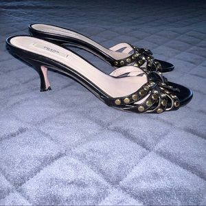 prada shoes size 36 or 6 black studded stiletto Kitten heel
